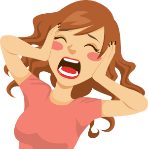 Cartoon of upset, screaming woman